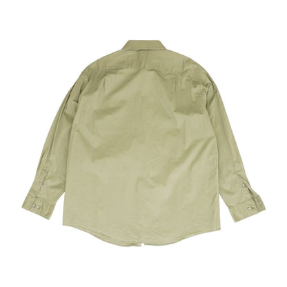 Green Solid Long Sleeve Button Down