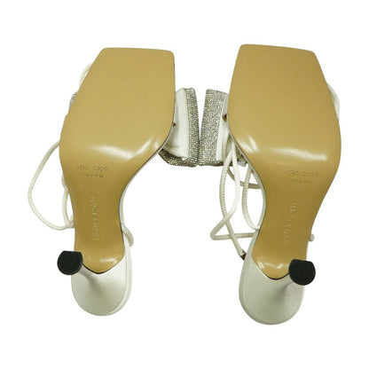 Nicole Satin Puffed Bow Sandals in White