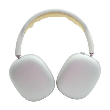 Silver AirPods Max (Lightning) with Red Earpads