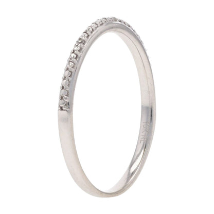 10K White Gold Round Single Cut Diamond Accented Band