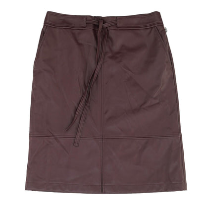 Burgundy Solid Midi Skirt