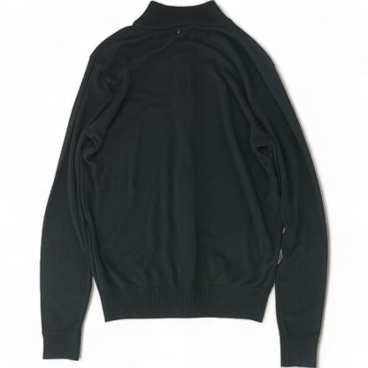 Black Solid Full Zip Sweater