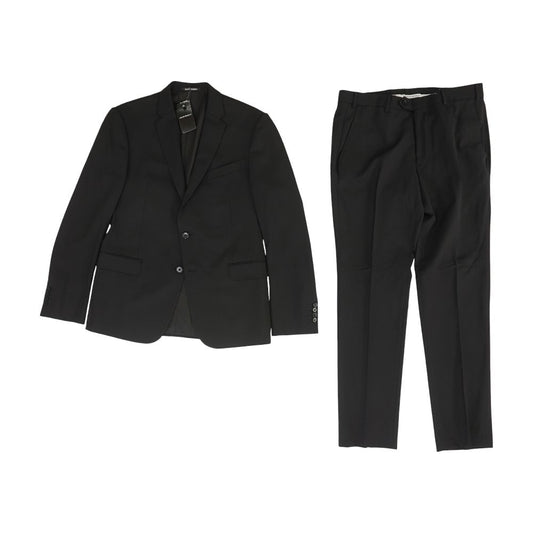 Black Solid 2pc Suit