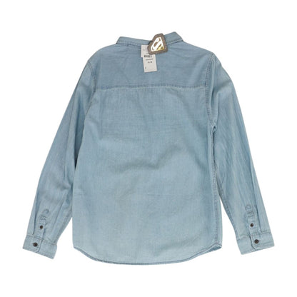 Blue Solid Long Sleeve Button Down