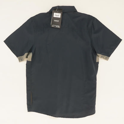 Navy Solid Short Sleeve Button Down