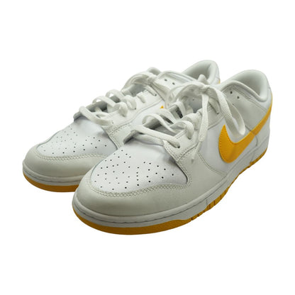 Dunk Low White and Yellow Low Top Athletic Shoes