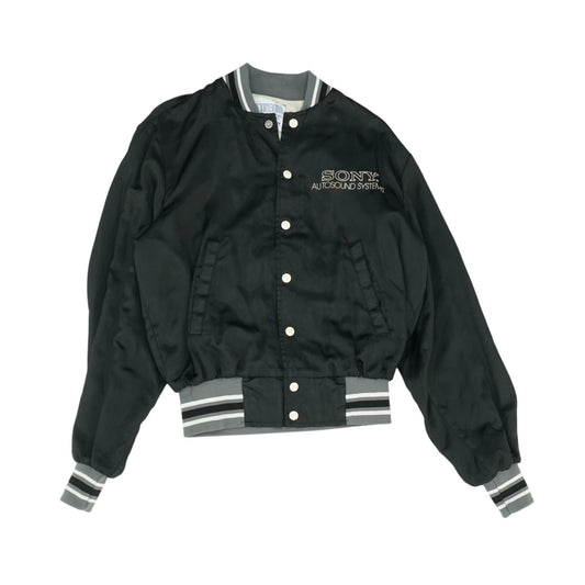 Vintage Black Solid Bomber Jacket