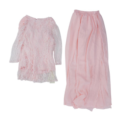 Pink Blouse, Cardigan and Pants Set