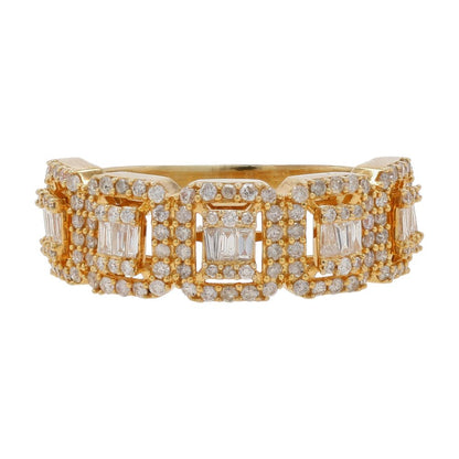 1.10 Ct 10K Gold Diamond Pave Halo Cluster Anniversary Ring