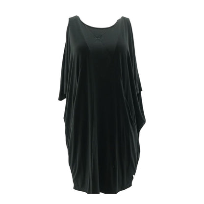 Black Solid Midi Dress