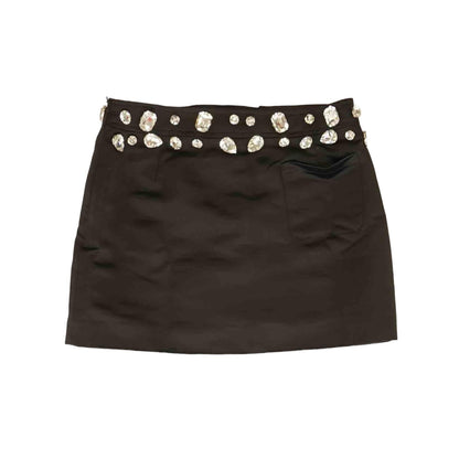 Black Solid Mini Skirt