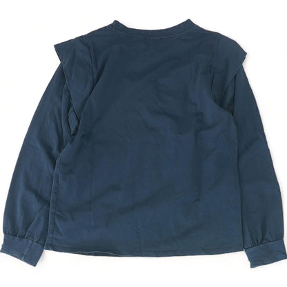 Navy Solid Long Sleeve Blouse