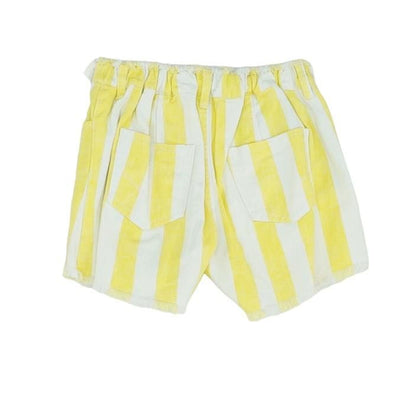 Yellow Striped Denim Shorts