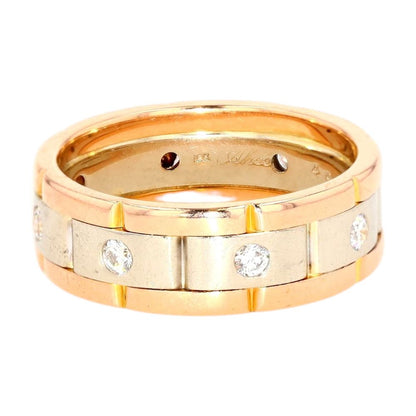 0.5 Carat 18K Gold Gents Band with Brick Pattern and Flush Set Diamonds