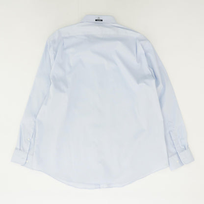 Blue Solid Long Sleeve Button Down