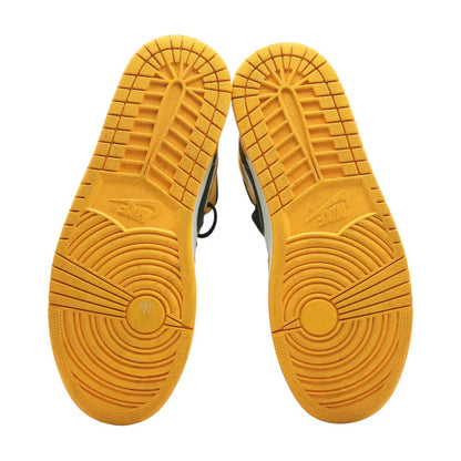 Jordan 1 Mid Yellow Leather High Top Athletic Shoes