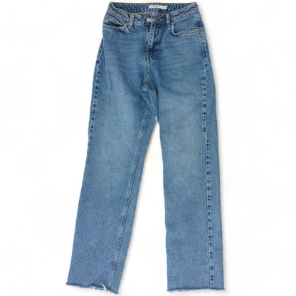 Blue Solid High Rise Relaxed Jeans