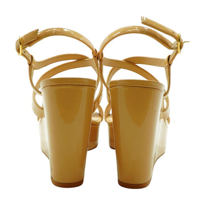Tan Platform Wedged Sandals
