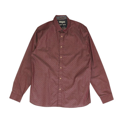 Burgundy Geometric Long Sleeve Button Down