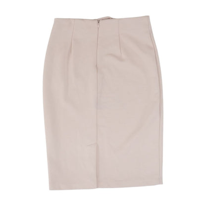 Pink Solid Midi Skirt