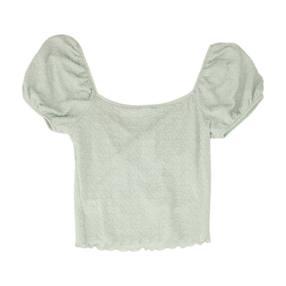 Green Graphic Cropped Blouse