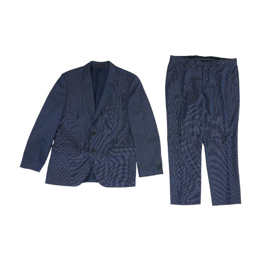 Johnston 3 Virgin Wool Navy Check 2pc Suit