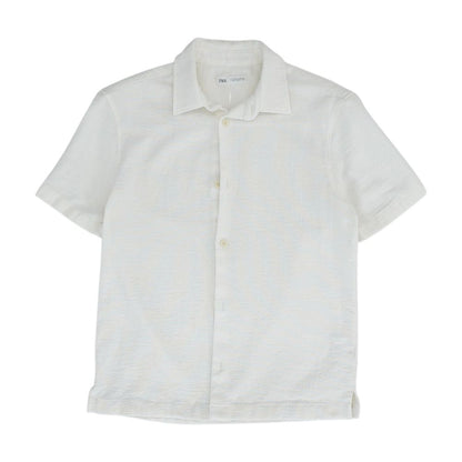 Ivory Solid Short Sleeve Button Down