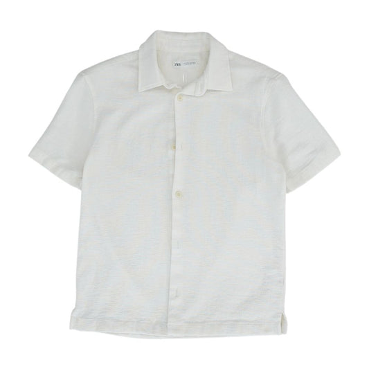 Ivory Solid Short Sleeve Button Down