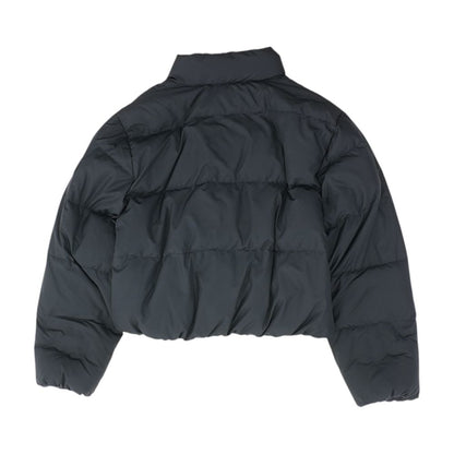 Black Solid Puffer Coat