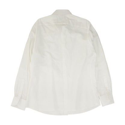 White Solid Long Sleeve Button Down