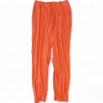 Orange Solid Short Sleeve Blouse and Pants Set