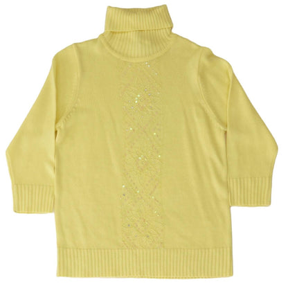 Yellow Solid Turtleneck Sweater
