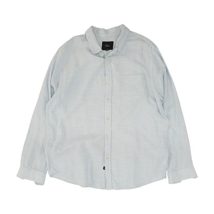 Blue Solid Long Sleeve Button Down