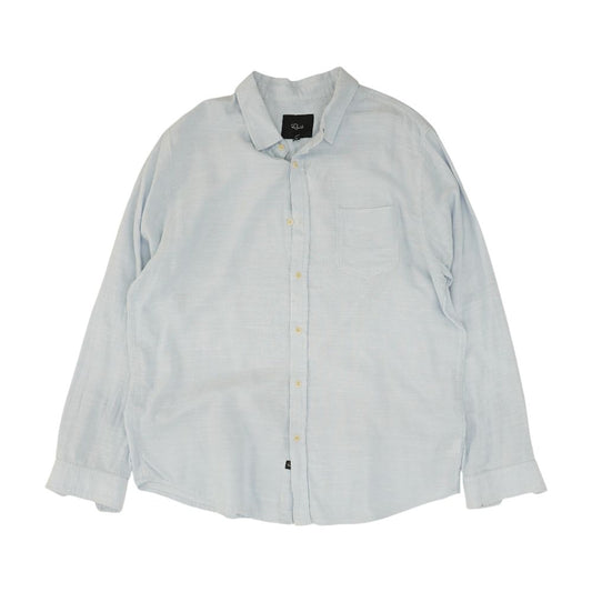 Blue Solid Long Sleeve Button Down
