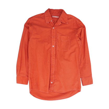 Red Solid Long Sleeve Button Down