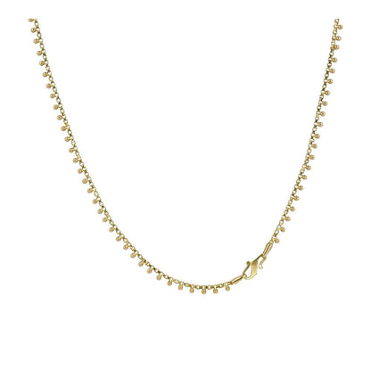 22K Gold Box And Bead Chain Necklace