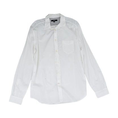 White Solid Long Sleeve Button Down