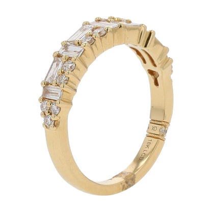 .60 Ct 18K Gold Baguette And Round Lab Grown Diamond Band
