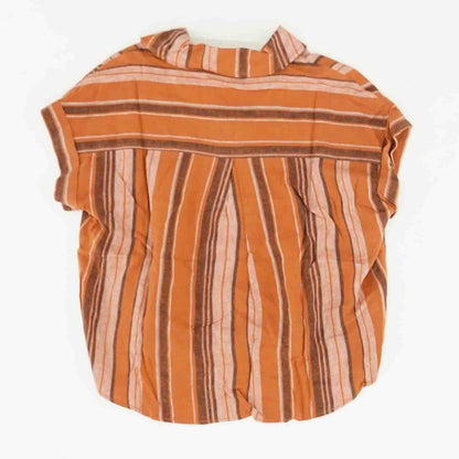Rust Striped Short Sleeve Blouse