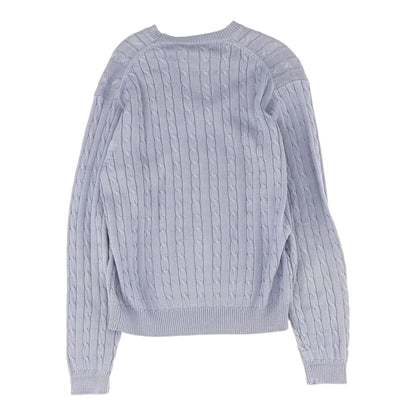 Blue Solid Crewneck Sweater