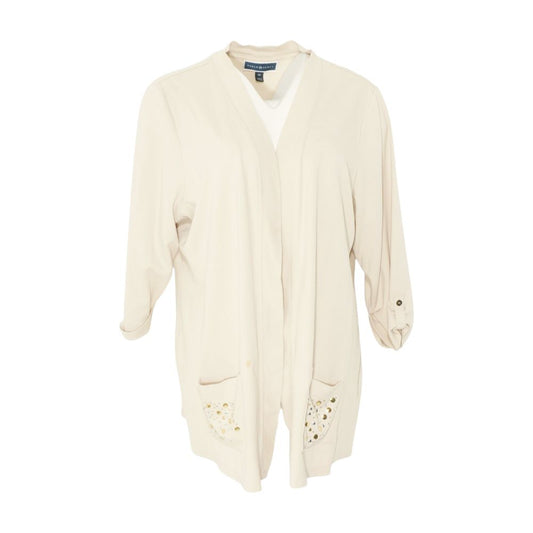 Beige Plus Cardigan Sweater