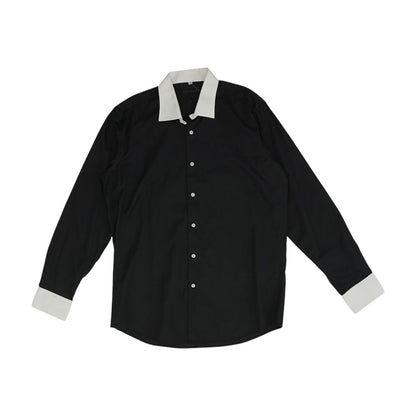 Black Solid Long Sleeve Button Down