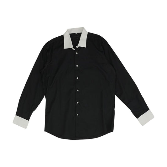 Black Solid Long Sleeve Button Down