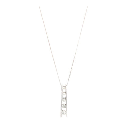 .25 Ct 14K White Gold Bar Set Diamond Journey Pendant Necklace