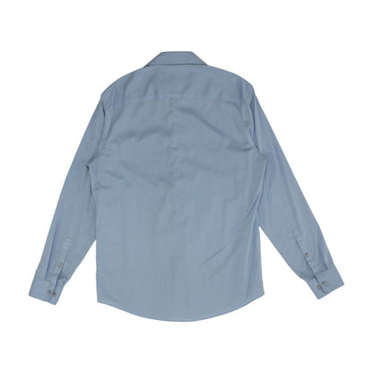 Blue Herringbone Long Sleeve Button Down