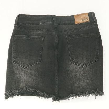 Black Solid Denim Shorts