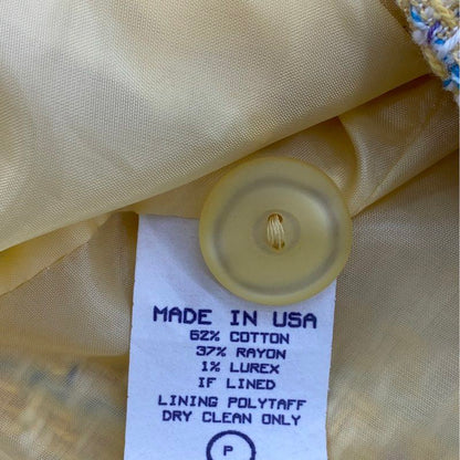 Vintage Petite Yellow Solid Tweed Blazer