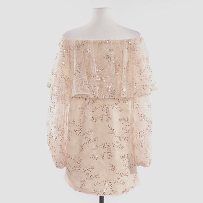 Pink Cream Sequin Casual Mini Dress - Size 8