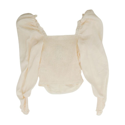 Ivory Solid Long Sleeve Blouse