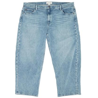 Blue Solid Mid Rise Straight Leg Jeans